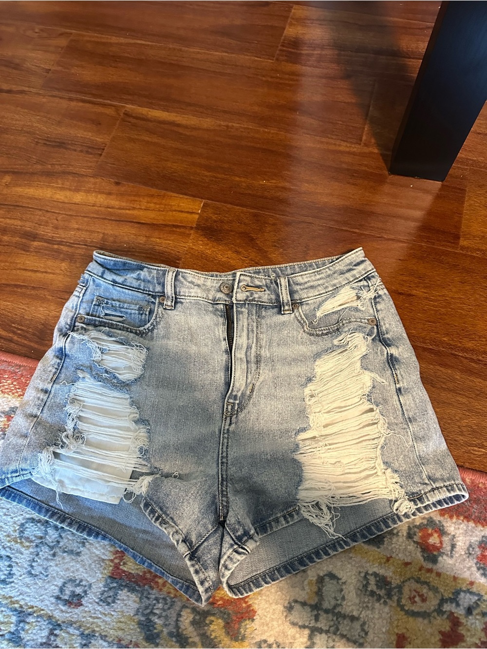 American Eagle Outfitters Light Blue Distressed Denim Shorts